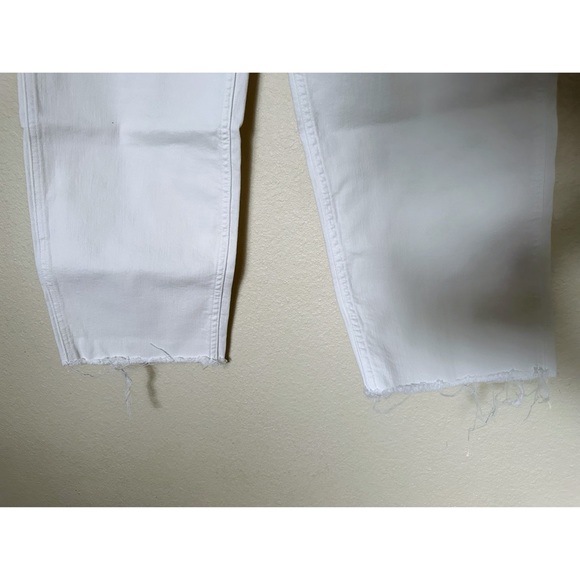 MOTHER Denim Patch Pocket Private Ankle Fray in Cream Puffs White Porkchop Wide - Picture 11 of 16